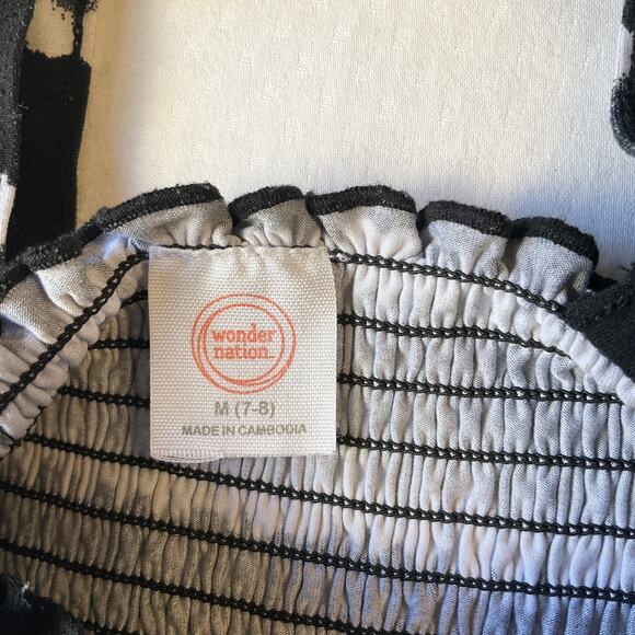 Wonder Nation Girls Maxi Dress M (7-8) Black Striped A-Line Ruffle Sleeveless - Picture 5 of 7